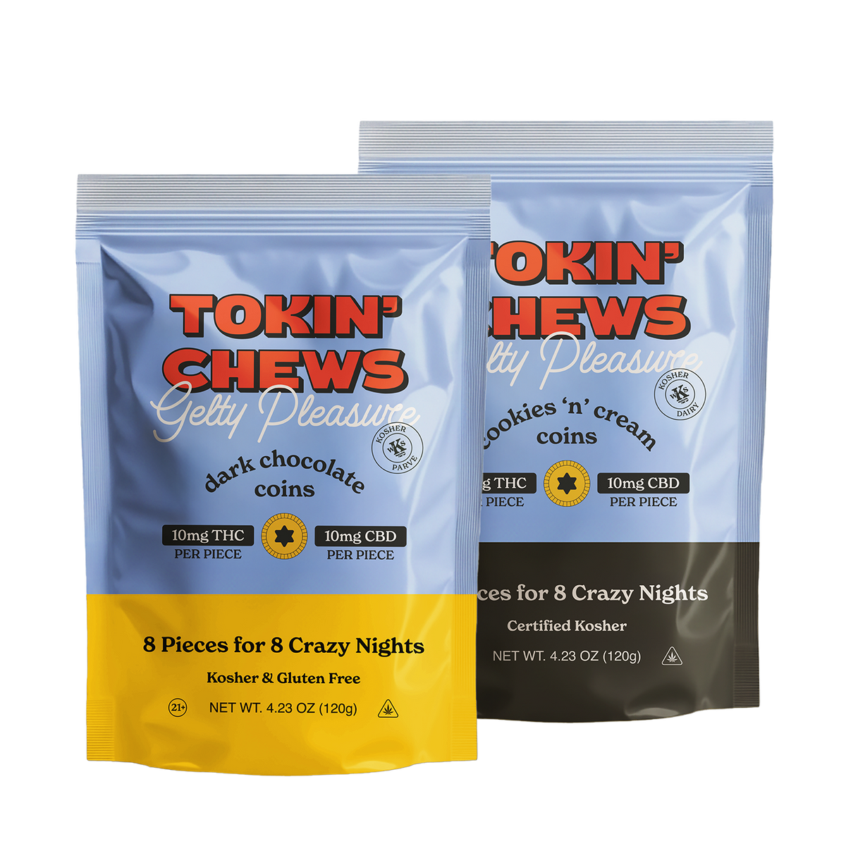 2 pouches infused chocolate gelt