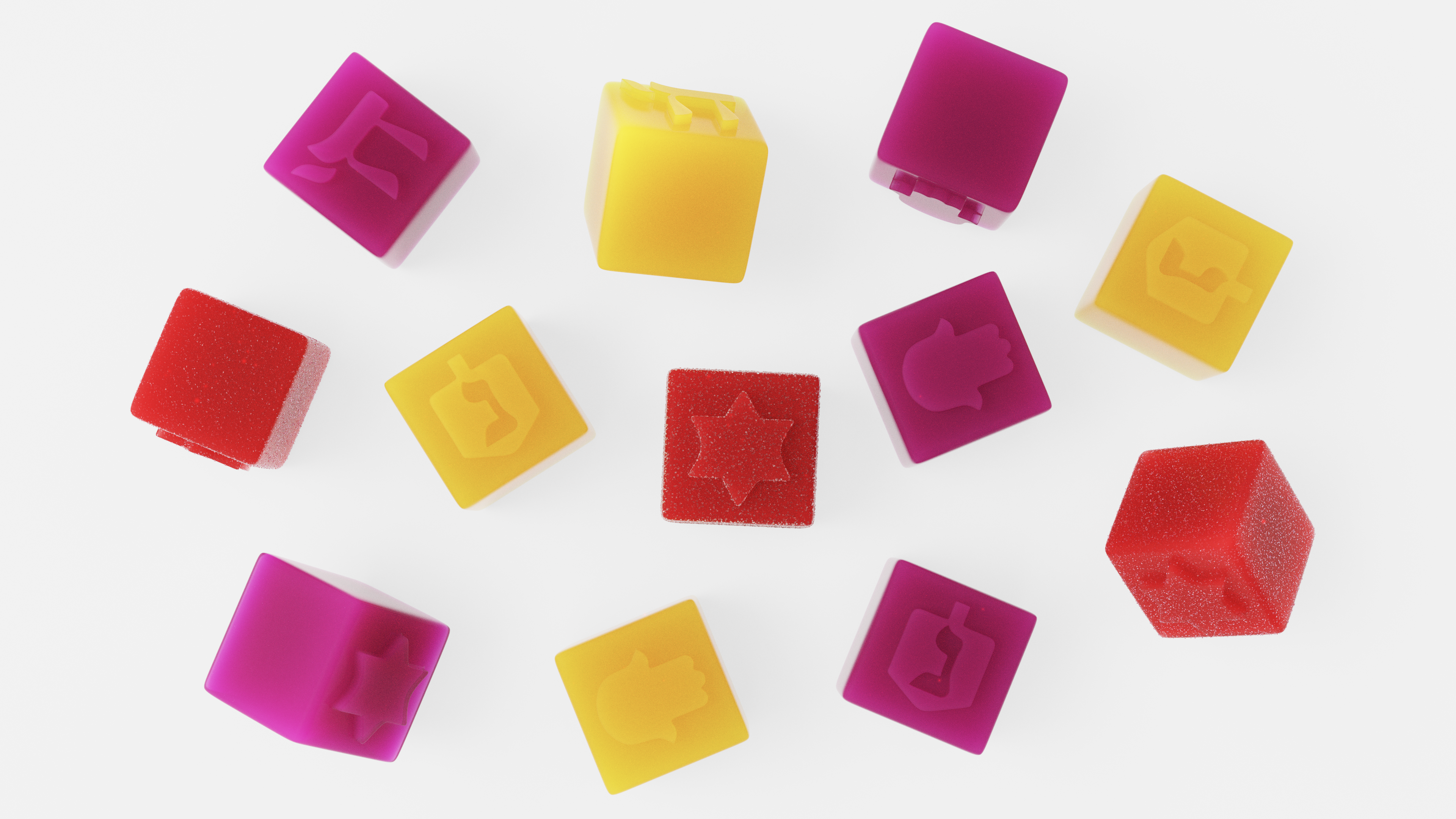 tokin chew gummies assortment on white background