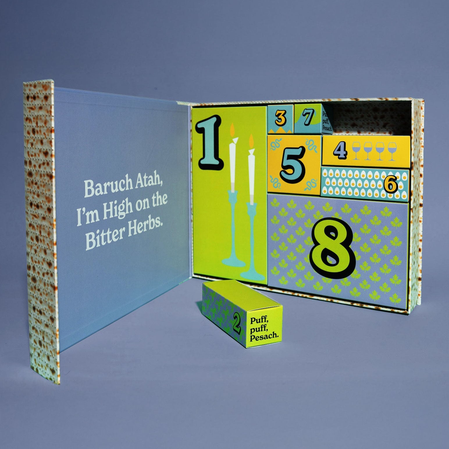 Passover advent calendar on a blue background