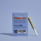 Cigarette pack with a rolled joint on a light blue background, featuring the brand 'Tokin' Jew'.
