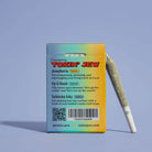 Cigarette pack with a joint on a light purple background