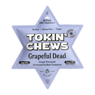 Star-shaped packaging of Tokin' Chews Grapeful Dead THC Gummies on a white background
