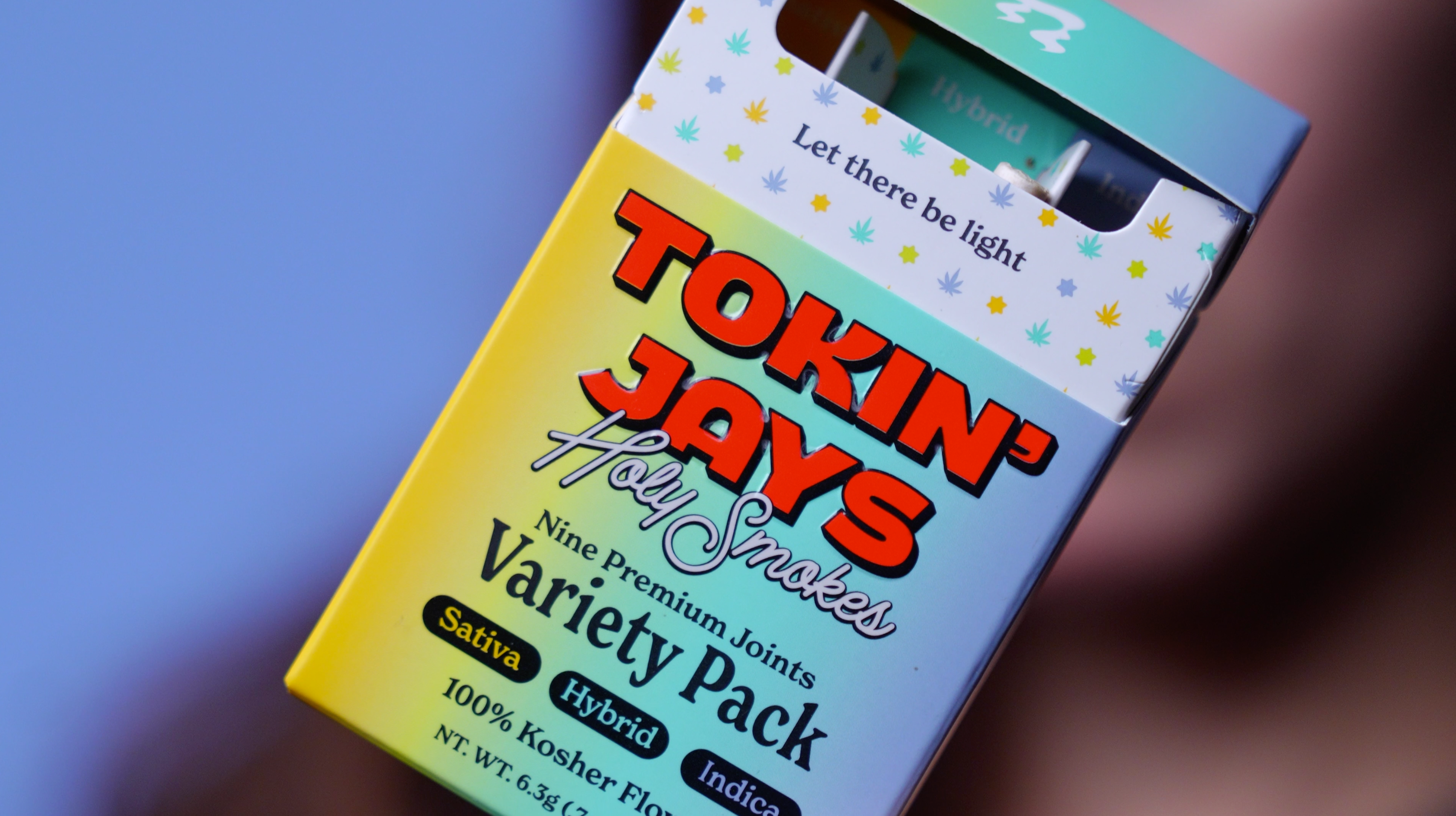 close up of Tokin jays variety pack on a colorful background