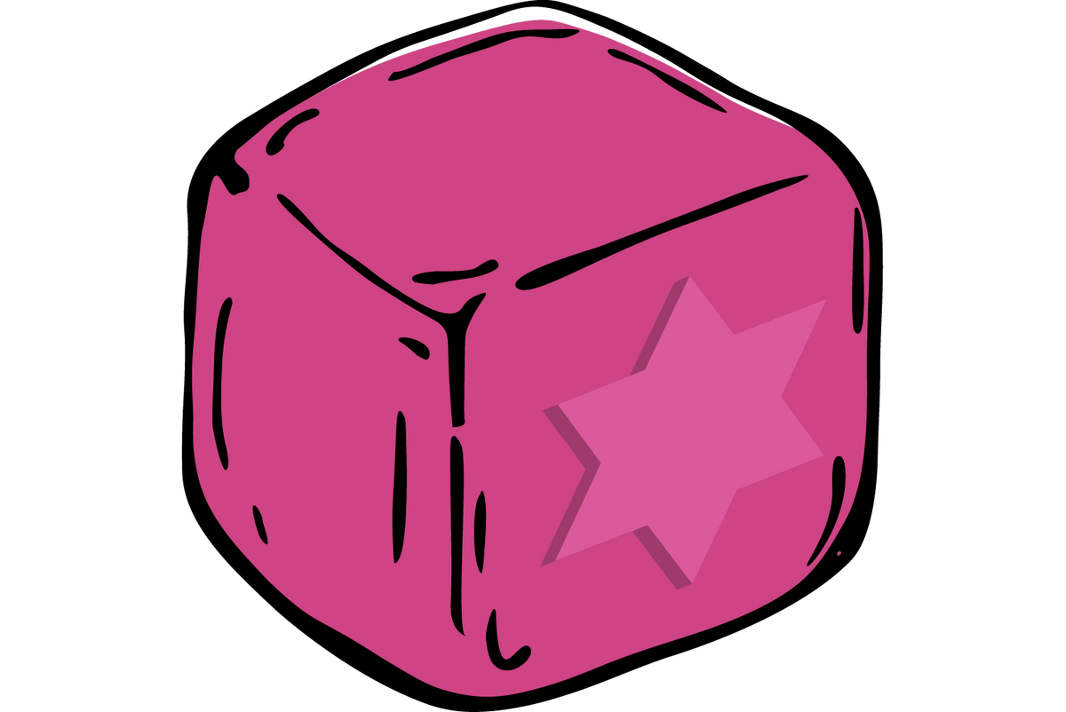 Pink chew cube with star
